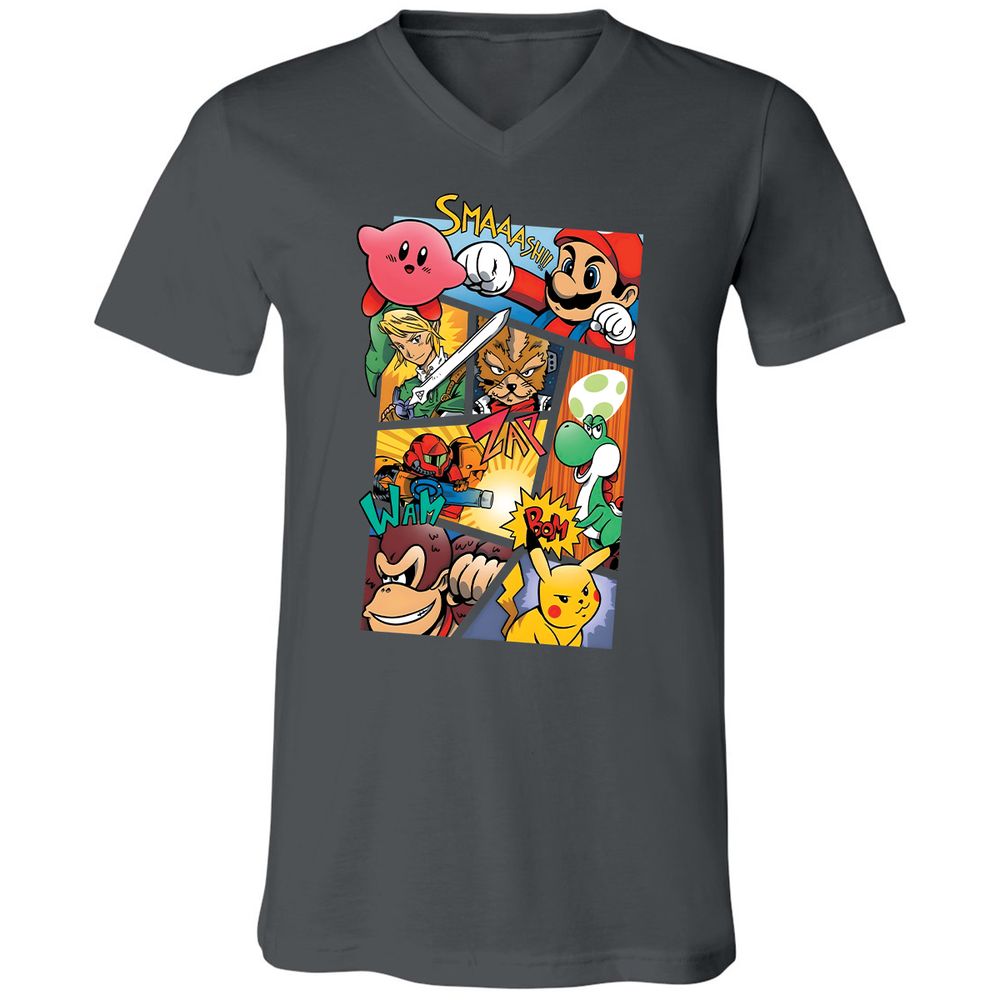Unisex V-Neck T-Shirt - 29HE1BTW - Asphalt - 12