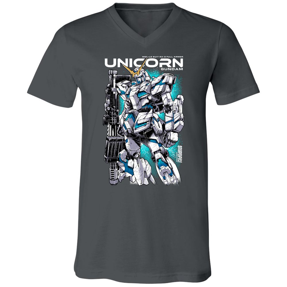 Unisex V-Neck T-Shirt - EEEMHEEJ - Asphalt - 12