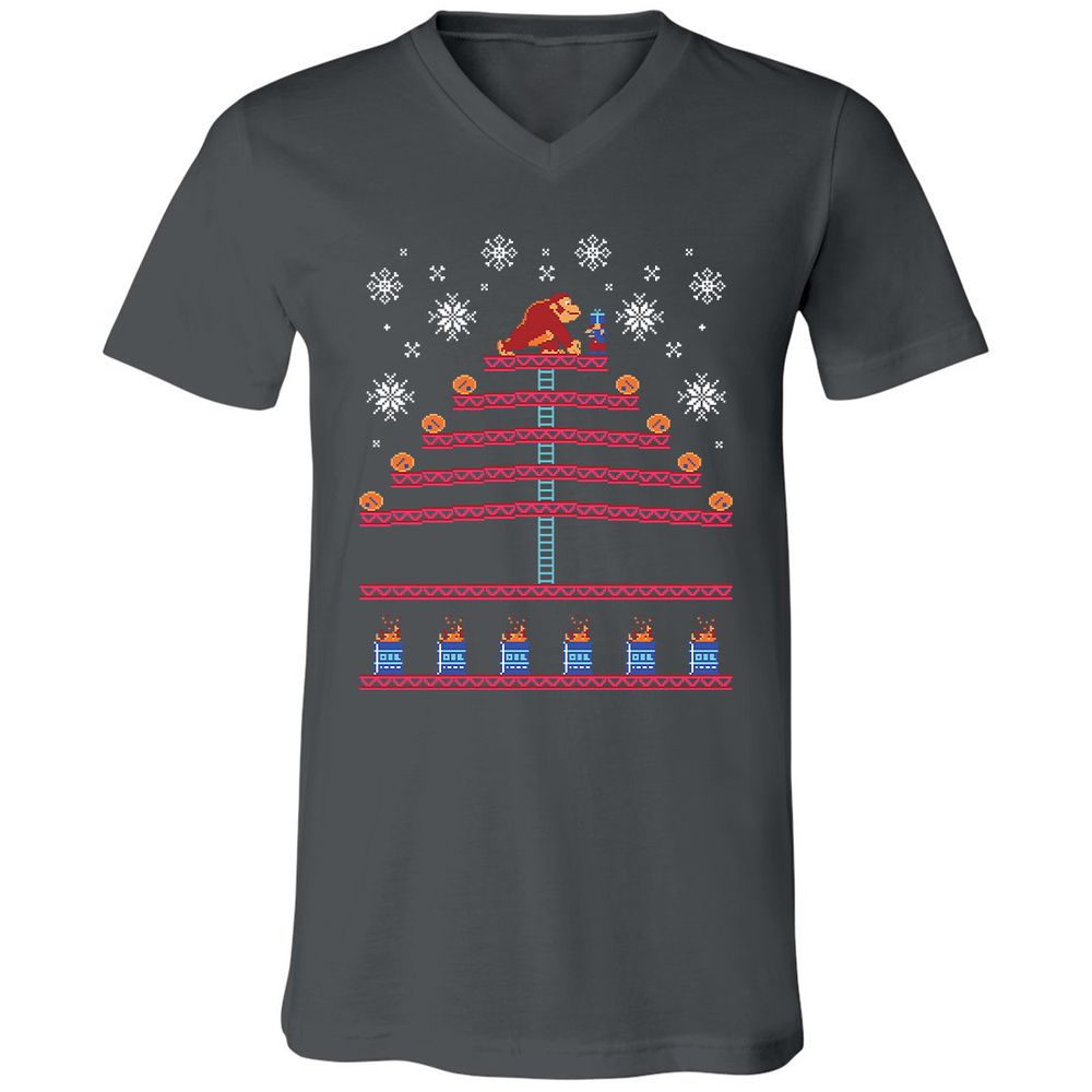 Unisex V-Neck T-Shirt - KQKNH9ZD - Asphalt - 12