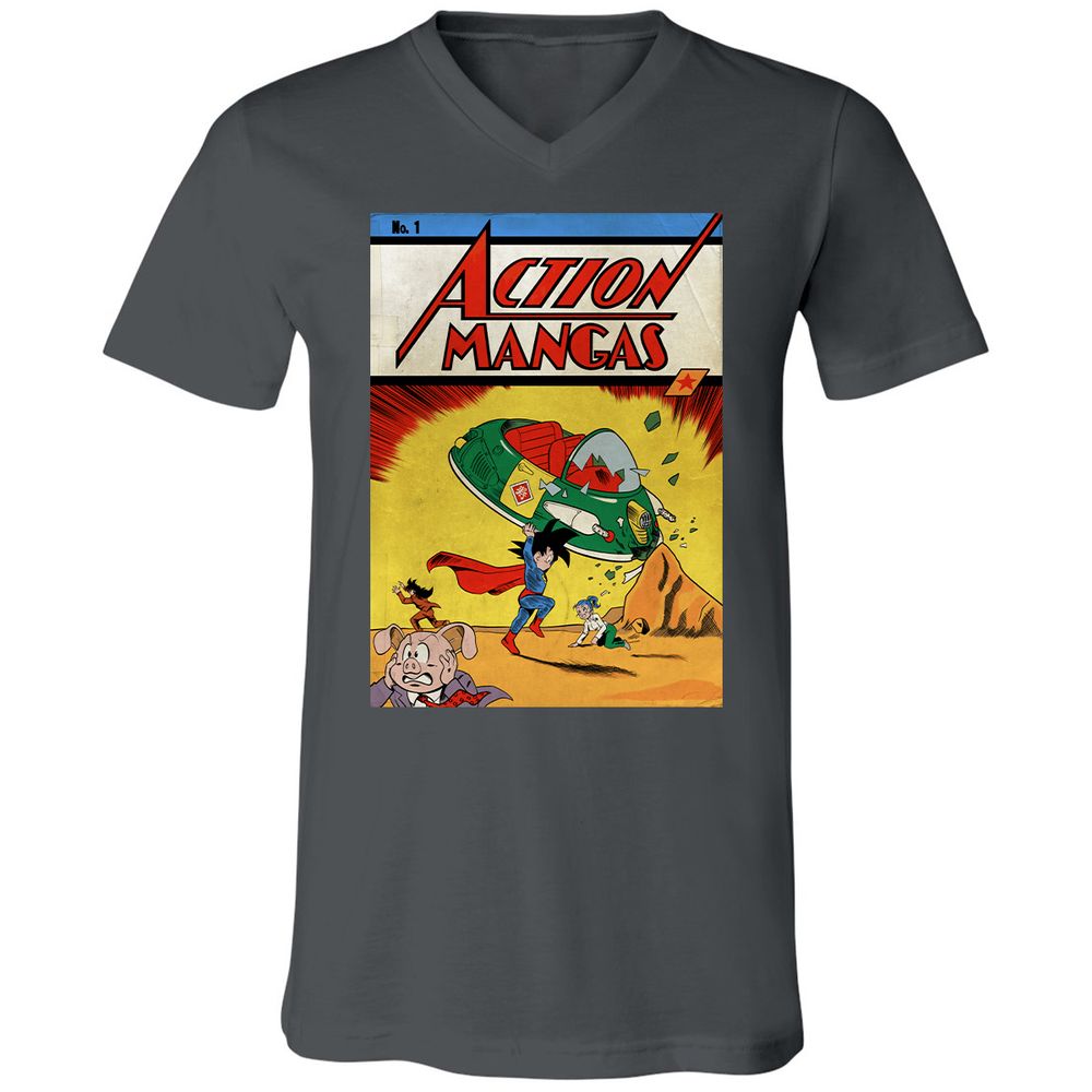 Unisex V-Neck T-Shirt - B9CAM2D5 - Asphalt - 12