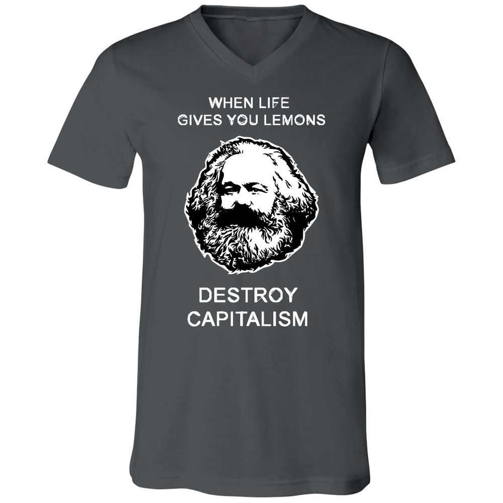 Unisex V-Neck T-Shirt - V4CQRWM8 - Asphalt - 12