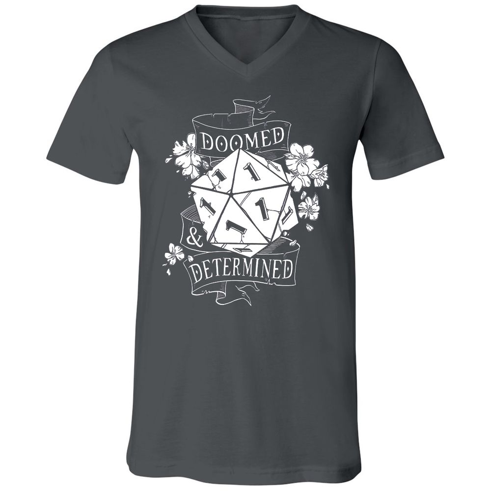 Unisex V-Neck T-Shirt - HQB9XJKM - Asphalt - 12