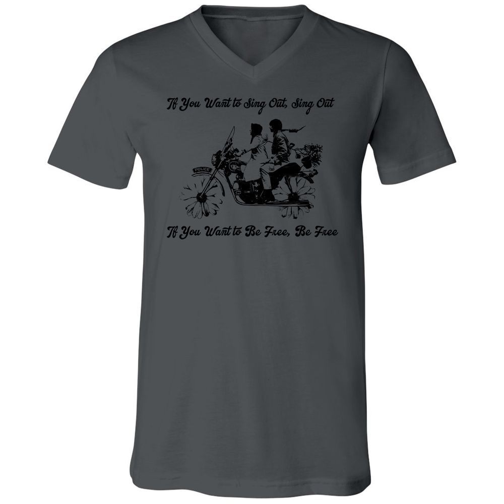 Unisex V-Neck T-Shirt - KY3AED8C - Asphalt - 12