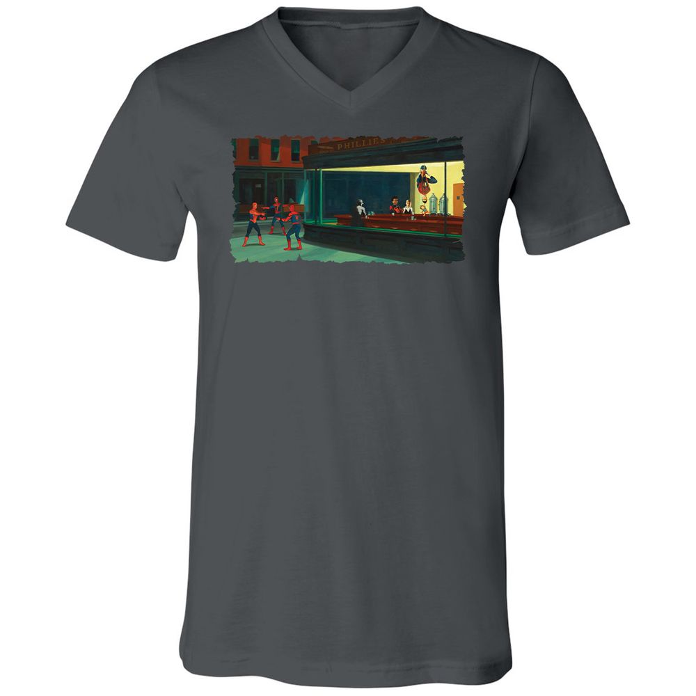 Unisex V-Neck T-Shirt - 7KHMLFJZ - Asphalt - 12