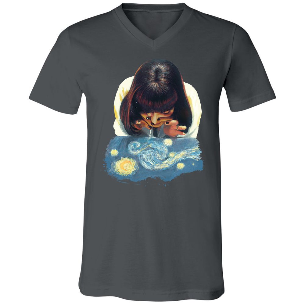 Unisex V-Neck T-Shirt - NCLHZQQT - Asphalt - 12