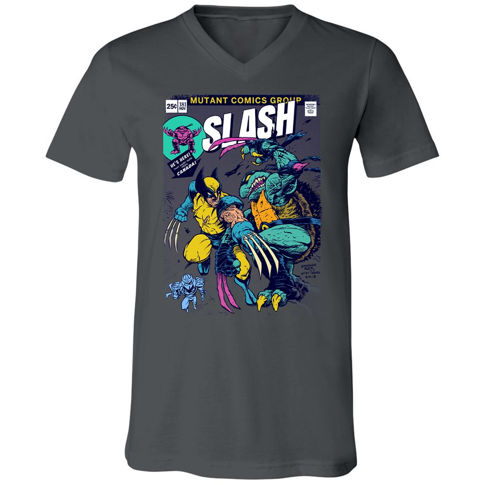 Unisex V-Neck T-Shirt - 9GPXKKDJ - Asphalt - 12