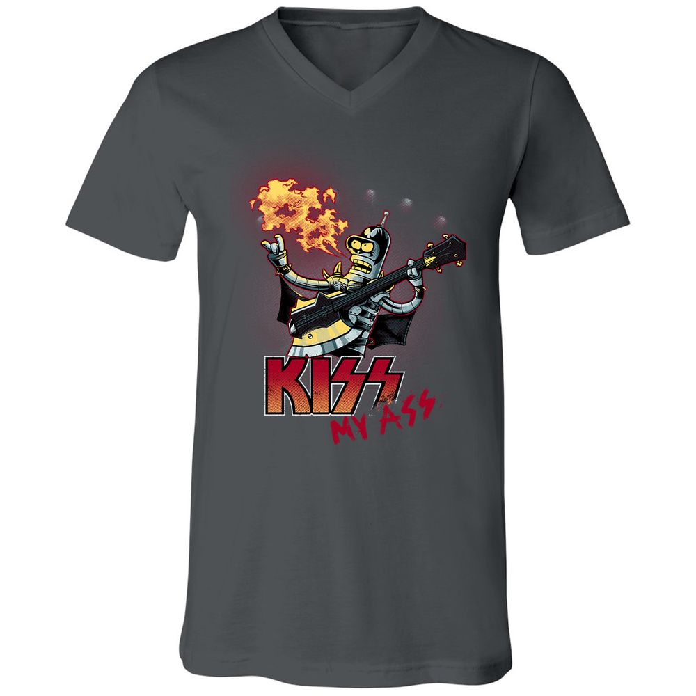 Unisex V-Neck T-Shirt - 385QWLQB - Asphalt - 12