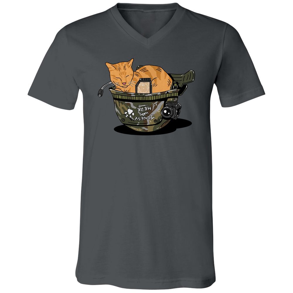 Unisex V-Neck T-Shirt - QDVGJKA6 - Asphalt - 12