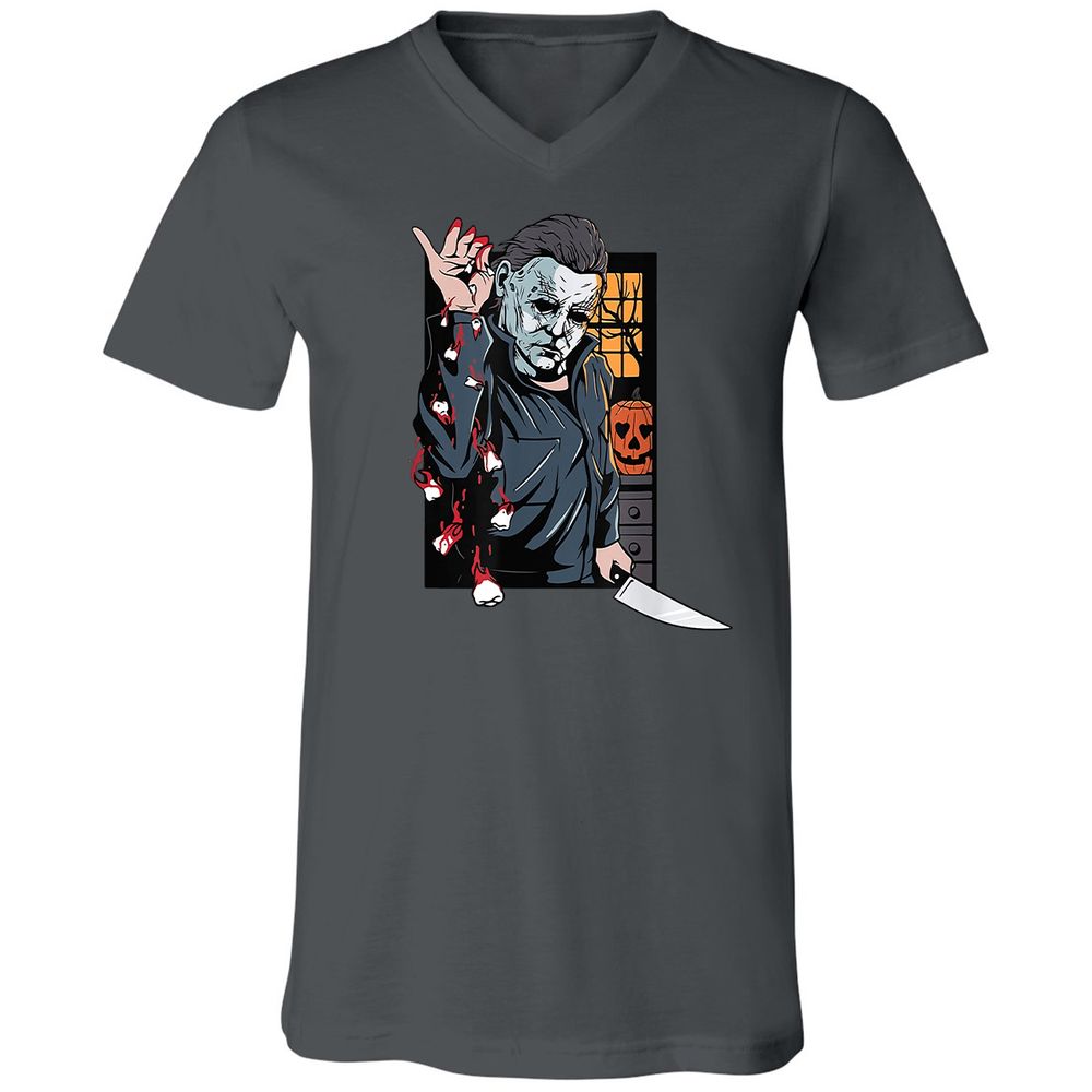 Unisex V-Neck T-Shirt - QGENDHGJ - Asphalt - 12