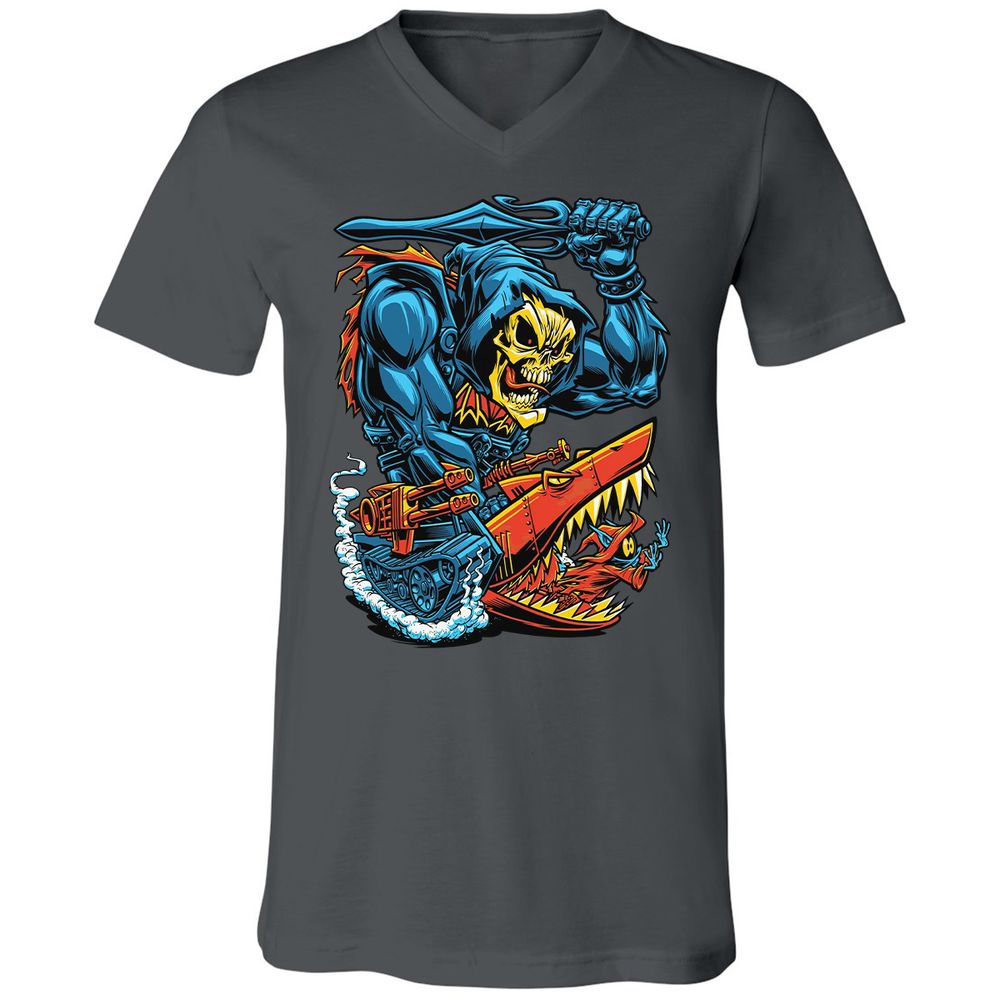 Unisex V-Neck T-Shirt - E6TL76YM - Asphalt - 12