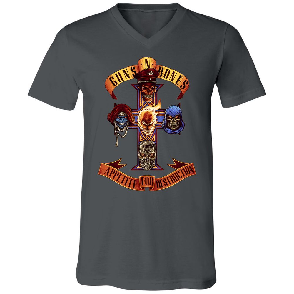 Unisex V-Neck T-Shirt - B4HSGPCG - Asphalt - 12