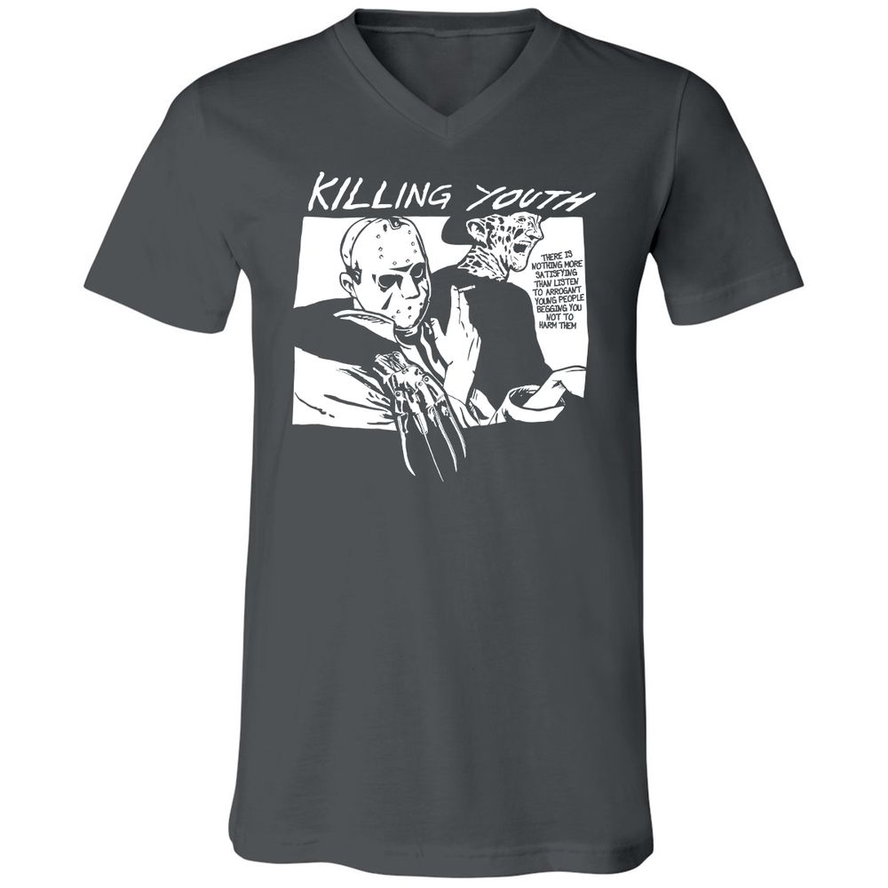 Unisex V-Neck T-Shirt - NNNCQFLY - Asphalt - 12