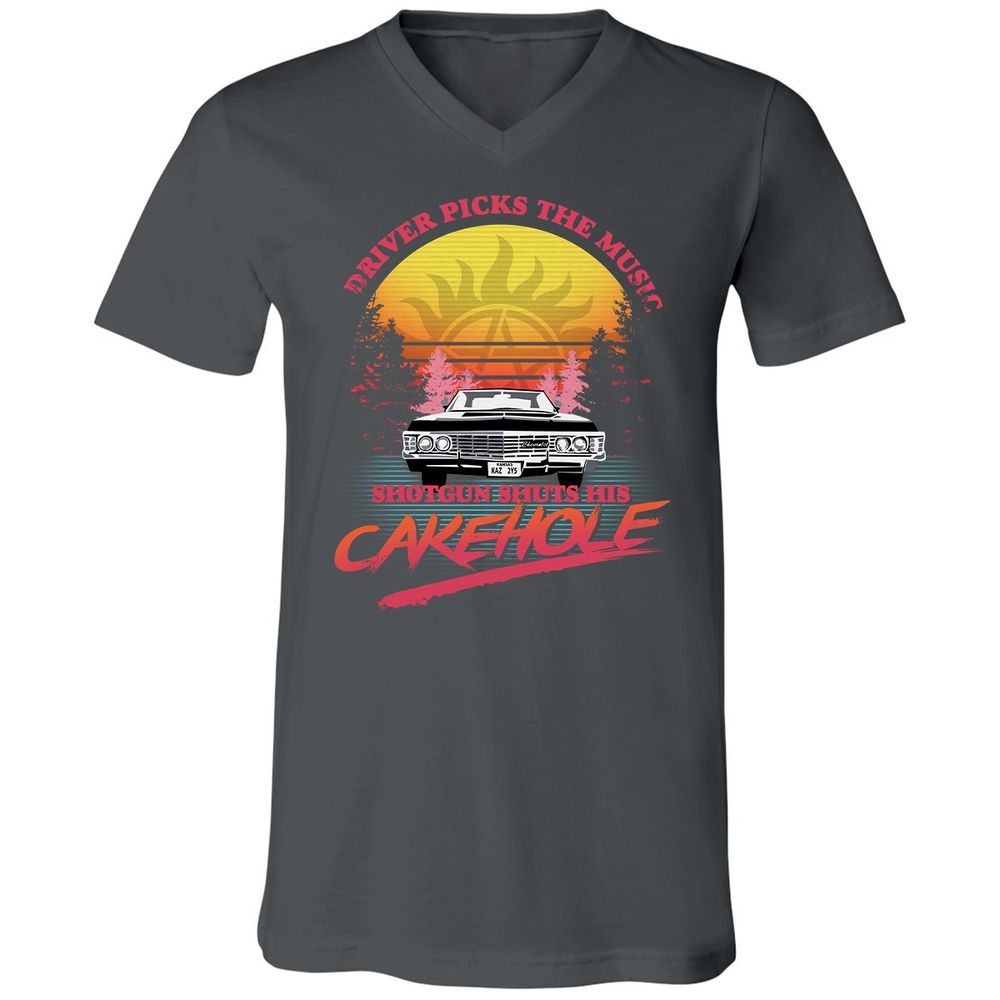 Unisex V-Neck T-Shirt - BB5UDQZY - Asphalt - 12
