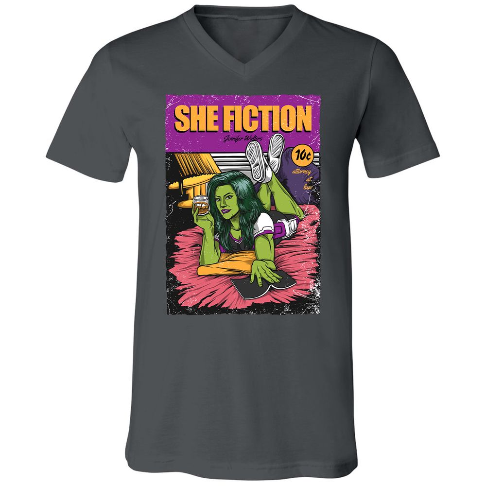 Unisex V-Neck T-Shirt - X1QNLK64 - Asphalt - 12