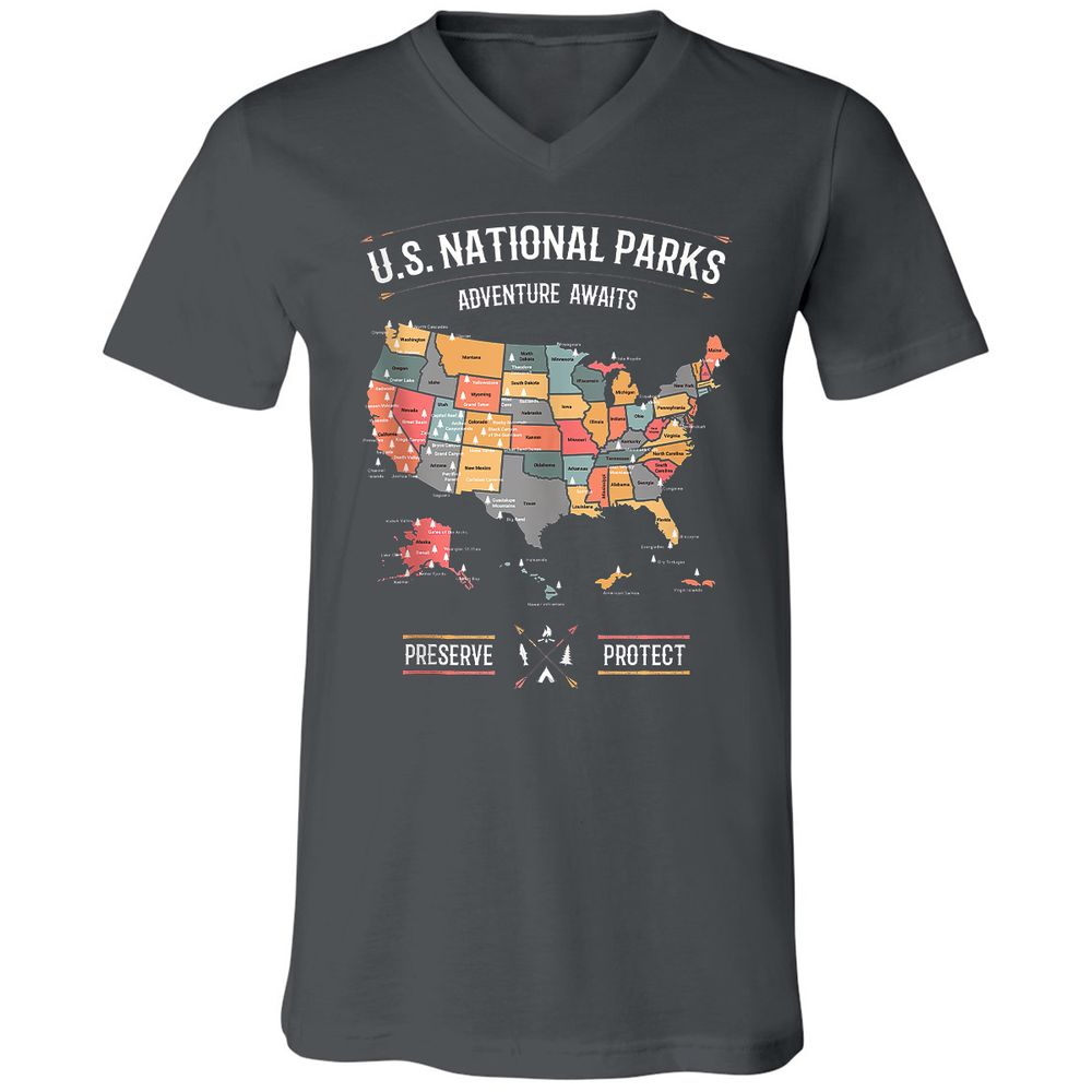 Unisex V-Neck T-Shirt - NNZ9AWXD - Asphalt - 12
