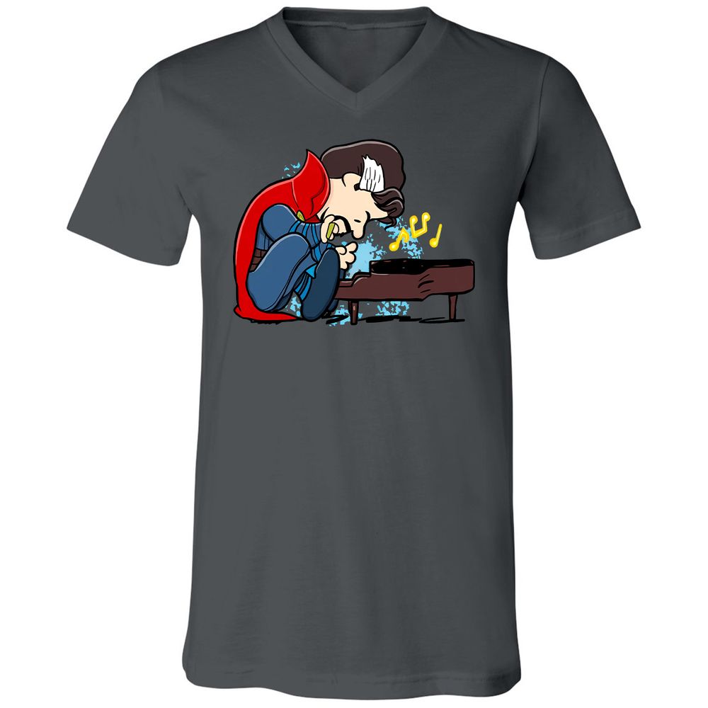 Unisex V-Neck T-Shirt - 4P7THFLG - Asphalt - 12