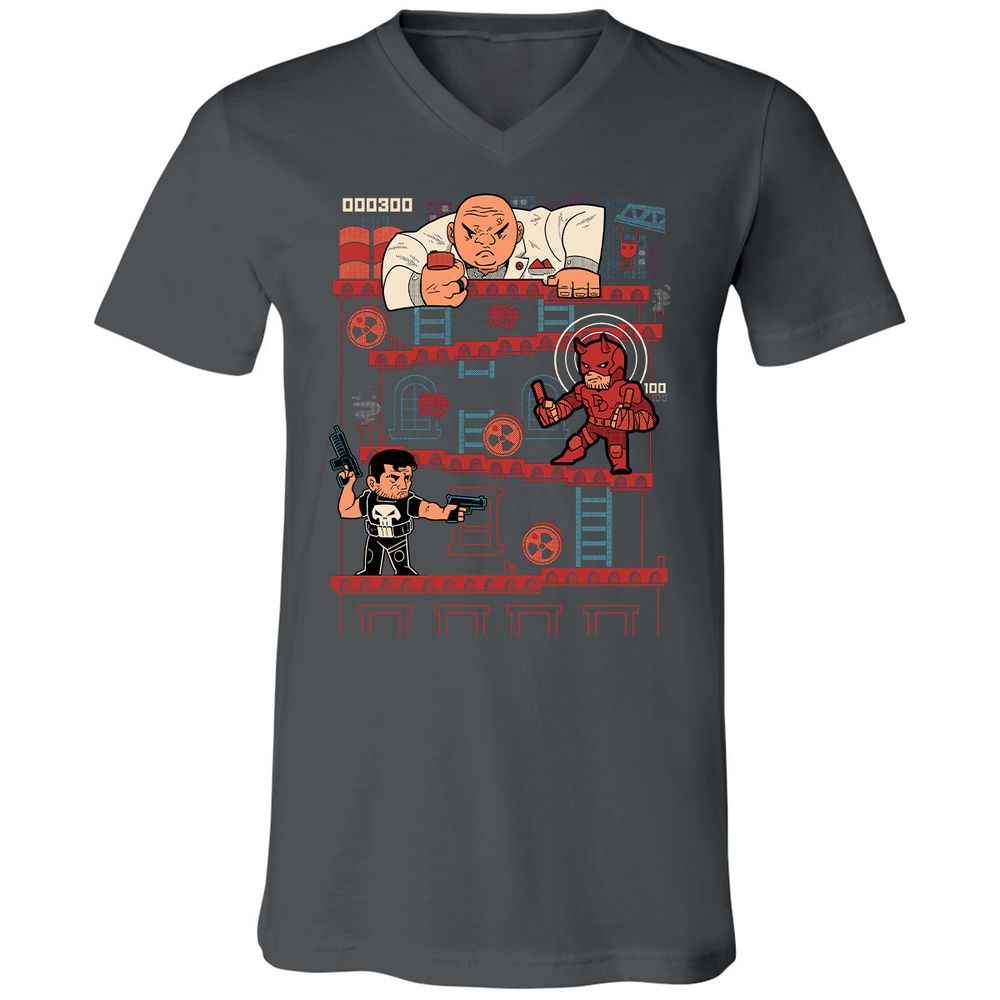 Unisex V-Neck T-Shirt - QRQEMEHK - Asphalt - 12