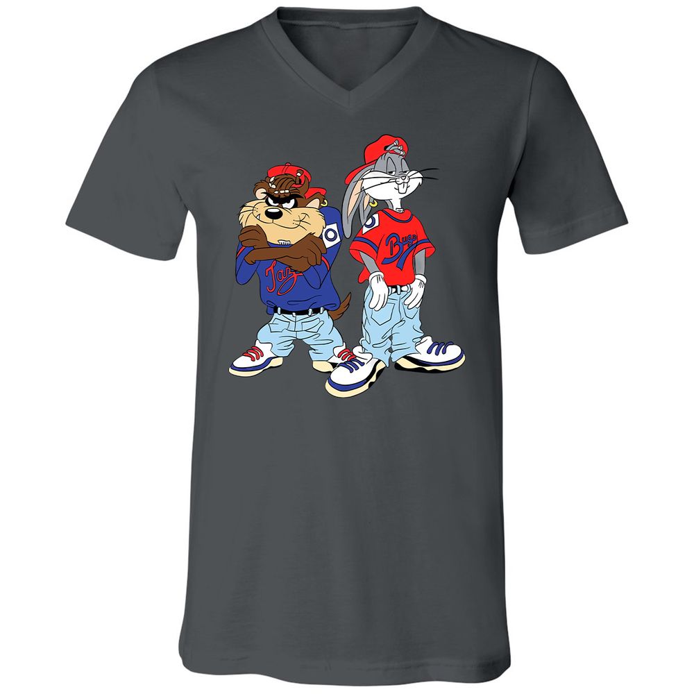 Unisex V-Neck T-Shirt - PXW7QVLE - Asphalt - 12
