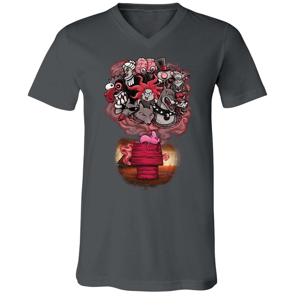 Unisex V-Neck T-Shirt - 7XVA3XHJ - Asphalt - 12