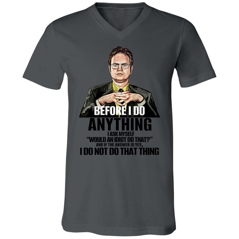 Unisex V-Neck T-Shirt - MZD6N9HQ - Asphalt - 12