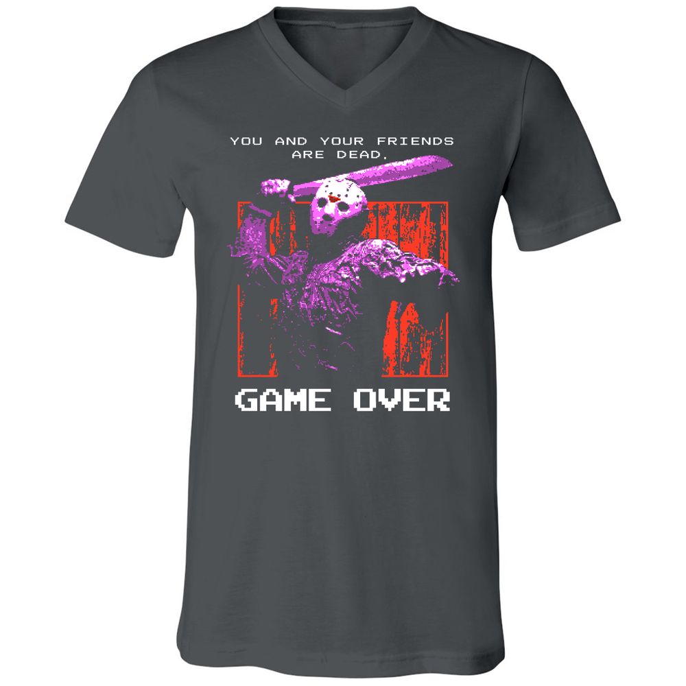 Unisex V-Neck T-Shirt - 62U8UXHT - Asphalt - 12