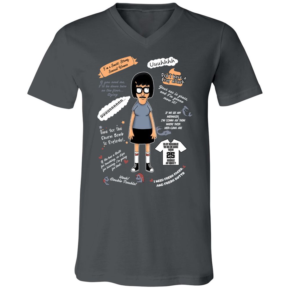 Unisex V-Neck T-Shirt - T3CZVEXZ - Asphalt - 12