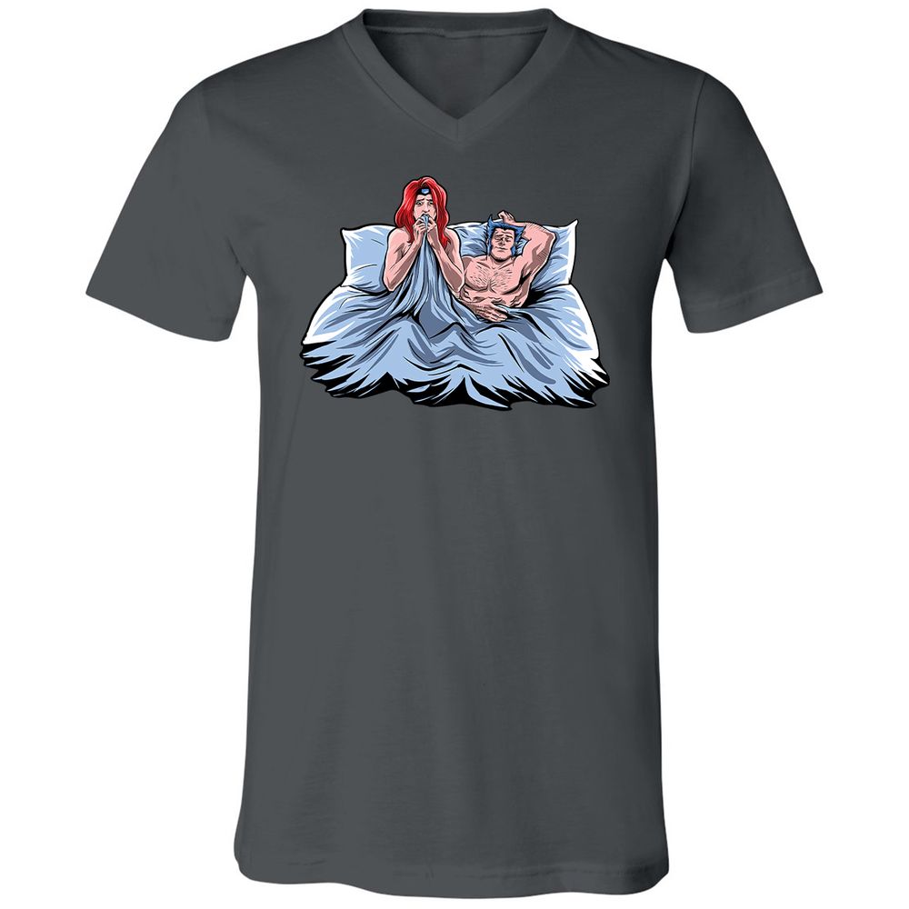 Unisex V-Neck T-Shirt - C2SWH7GX - Asphalt - 12