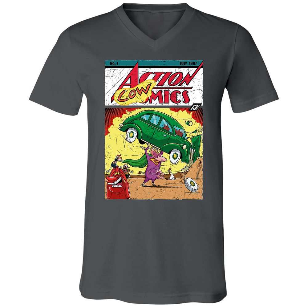 Unisex V-Neck T-Shirt - B6DDSGGC - Asphalt - 12