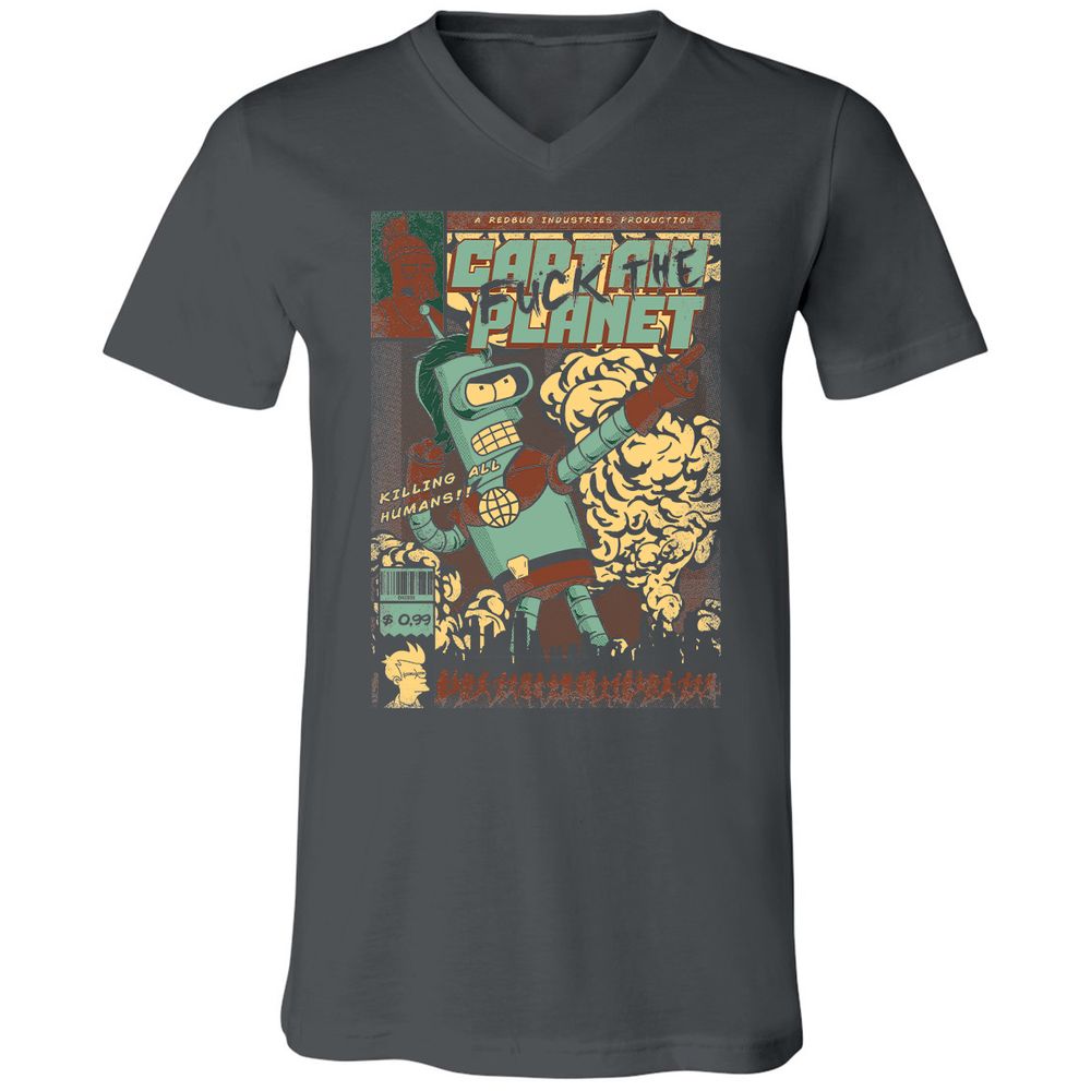 Unisex V-Neck T-Shirt - 3YXHYHQT - Asphalt - 12