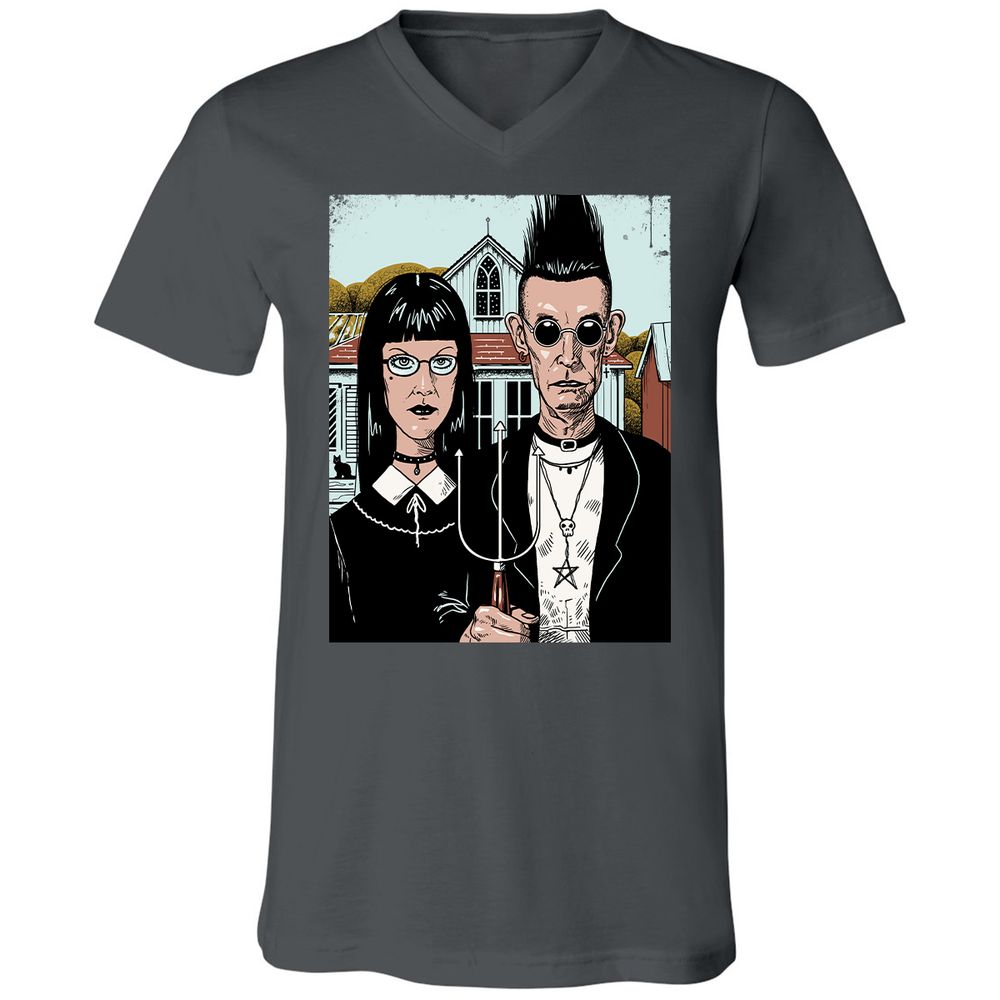 Unisex V-Neck T-Shirt - 5EA5DYBF - Asphalt - 12