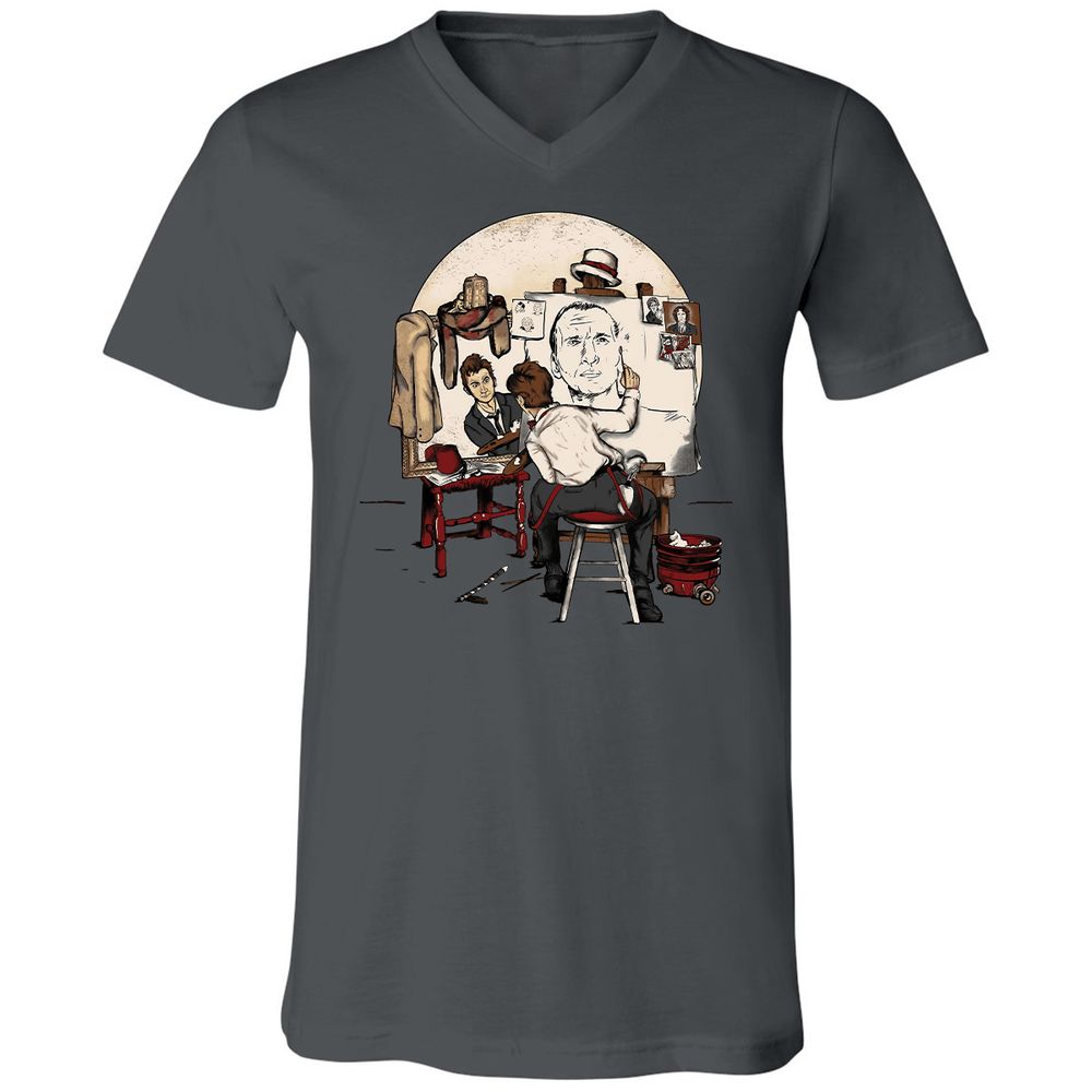Unisex V-Neck T-Shirt - YFNADRQY - Asphalt - 12