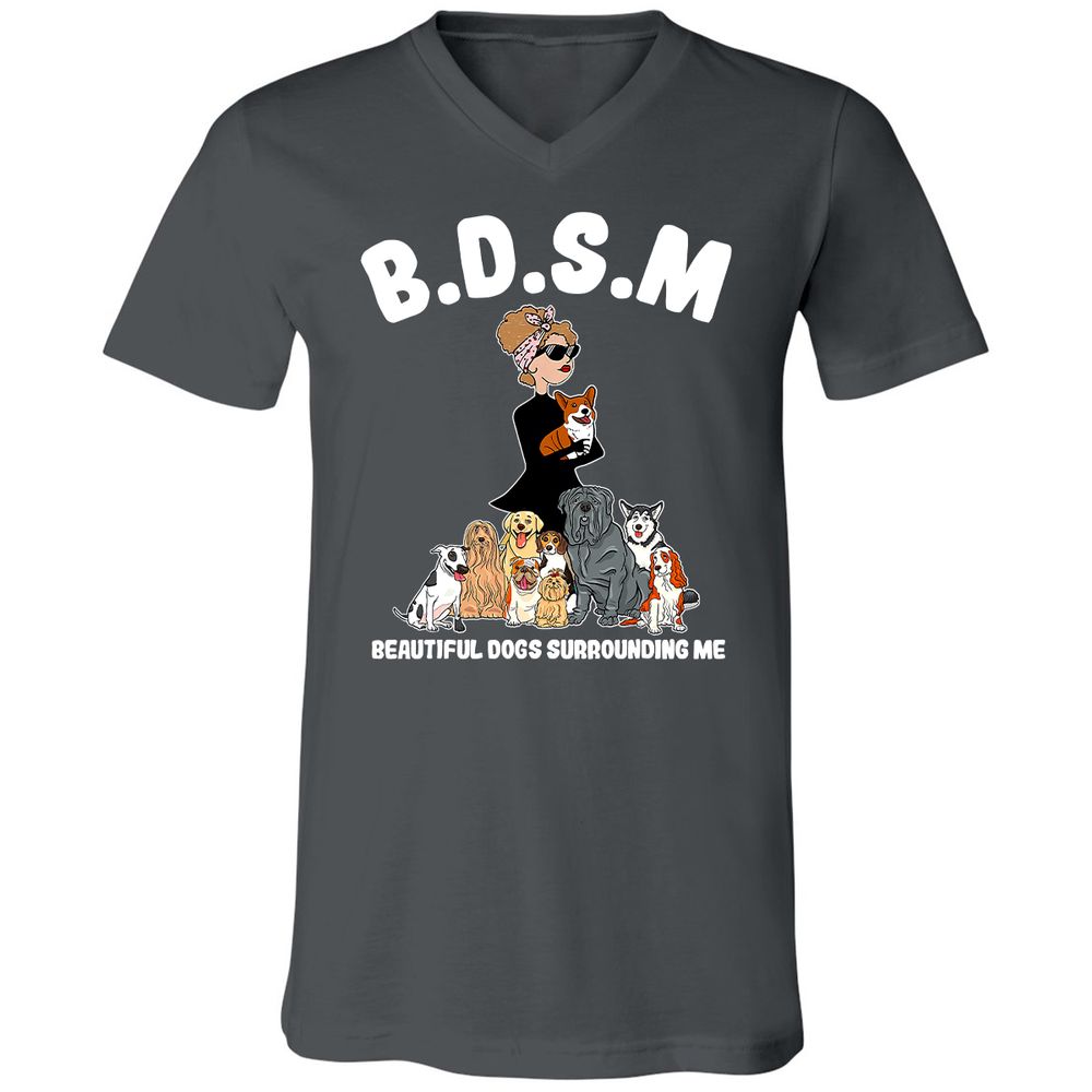 Unisex V-Neck T-Shirt - 3ZD9MFD7 - Asphalt - 12