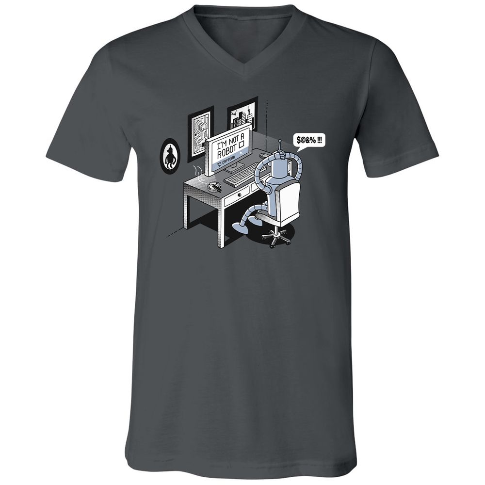 Unisex V-Neck T-Shirt - T6VA6F1U - Asphalt - 12