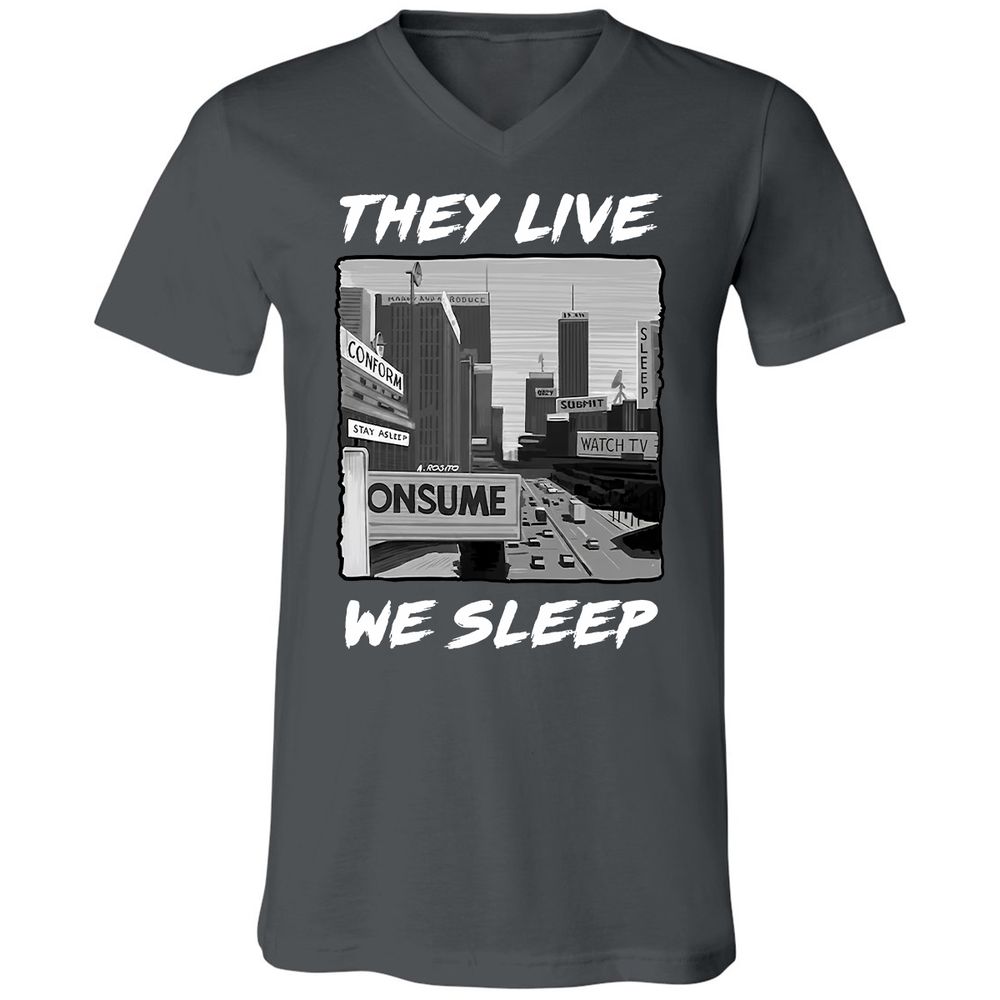 Unisex V-Neck T-Shirt - BELRJUTB - Asphalt - 12