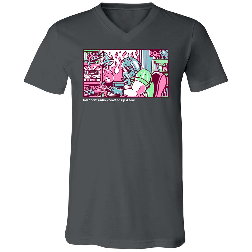 Unisex V-Neck T-Shirt - TUNX2Q7A - Asphalt - 12