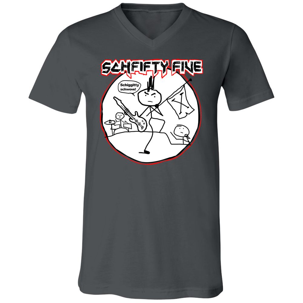 Unisex V-Neck T-Shirt - FTJEWNFN - Asphalt - 12