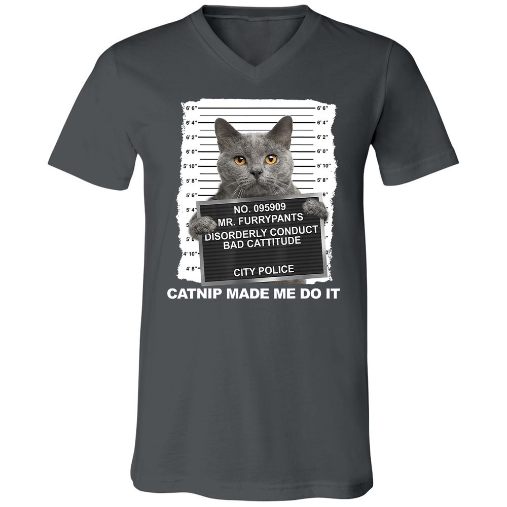 Unisex V-Neck T-Shirt - XZKU45LK - Asphalt - 12