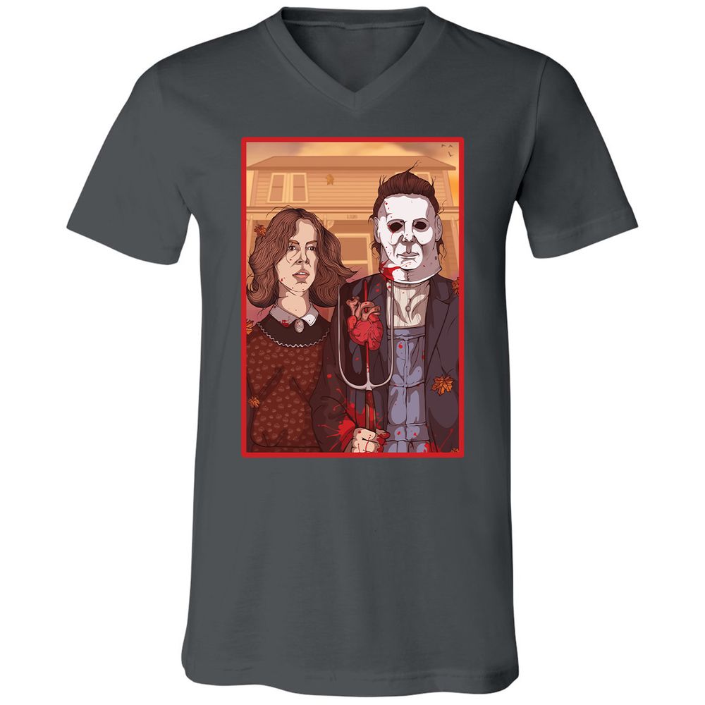 Unisex V-Neck T-Shirt - 6GFF19ZQ - Asphalt - 12