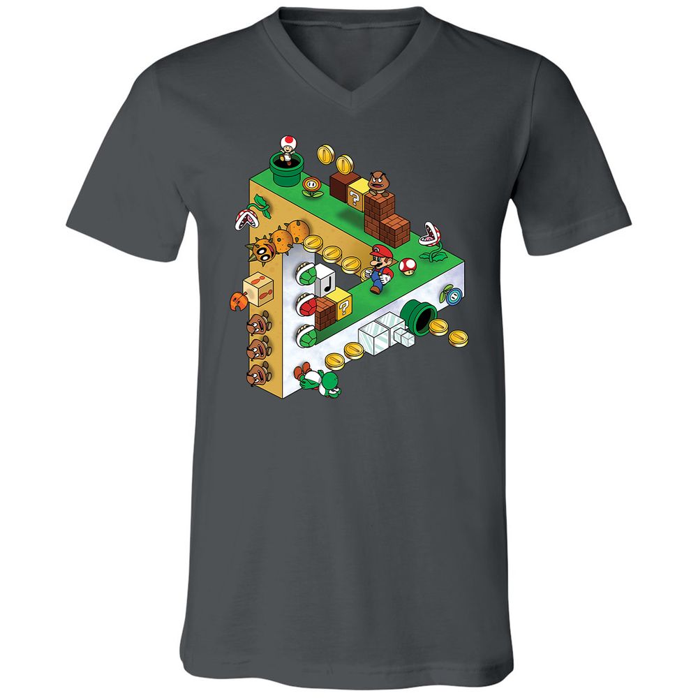 Unisex V-Neck T-Shirt - 9BHGWU5W - Asphalt - 12