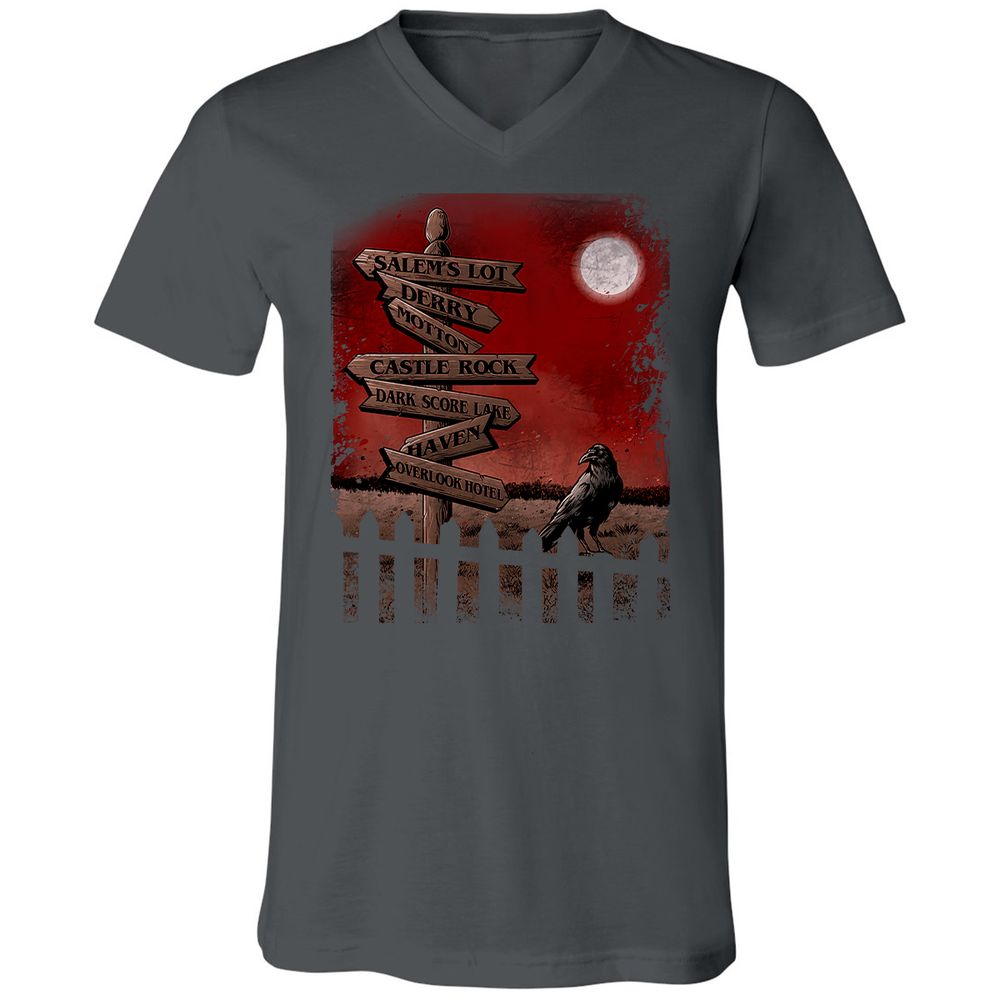 Unisex V-Neck T-Shirt - YWP7WBHF - Asphalt - 12