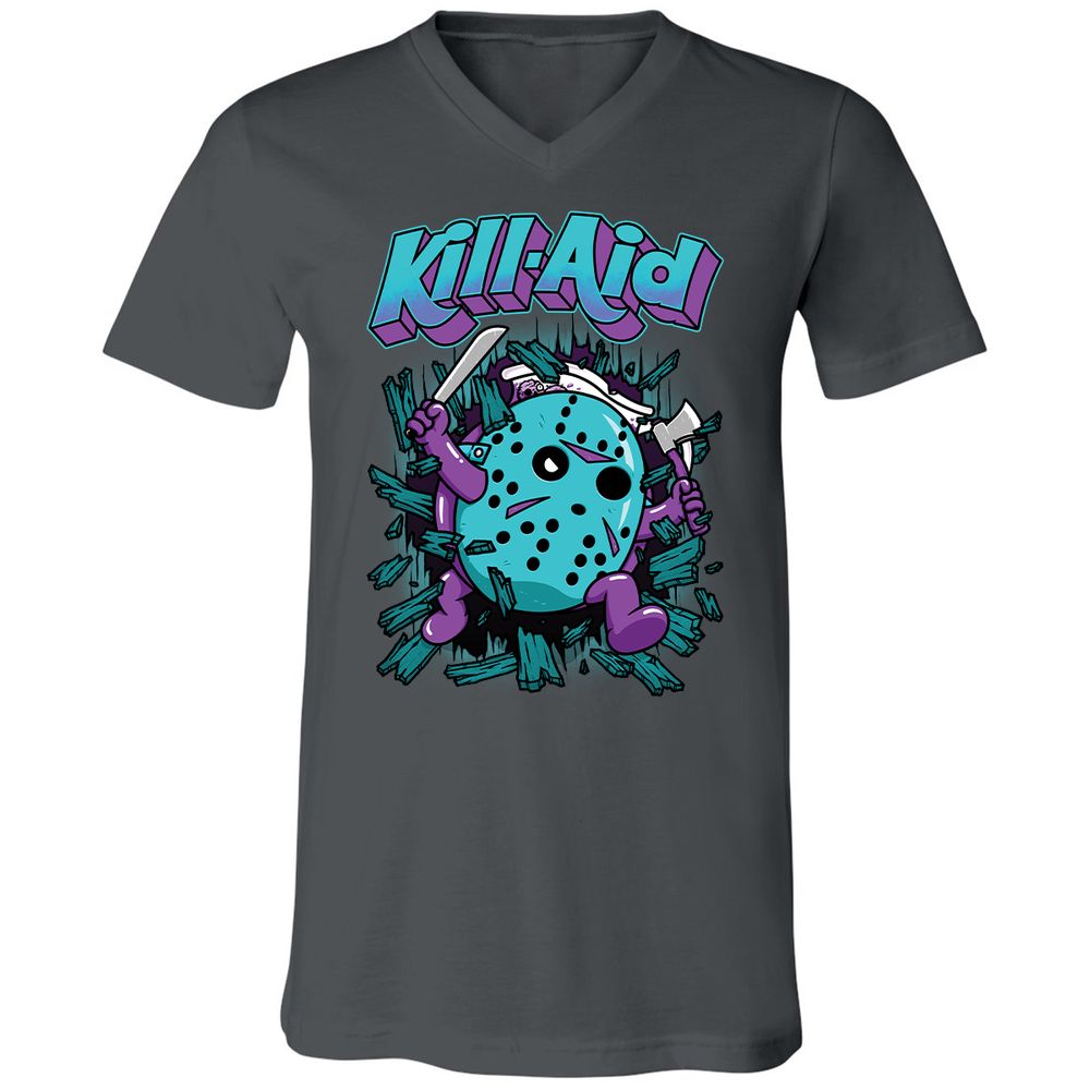 Unisex V-Neck T-Shirt - QASJDGSZ - Asphalt - 12