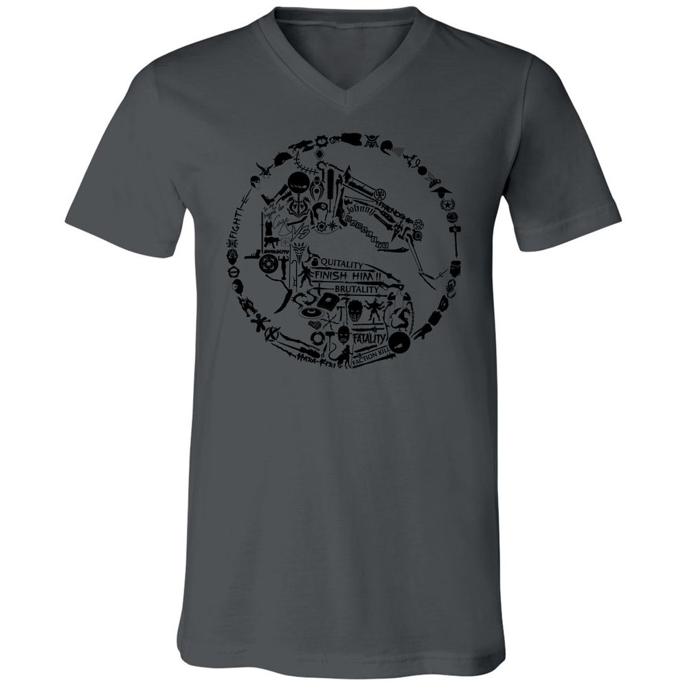 Unisex V-Neck T-Shirt - TKJLQC5X - Asphalt - 12