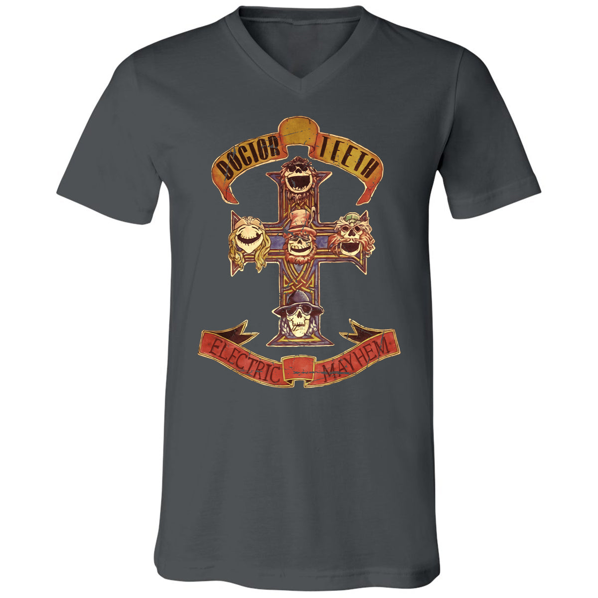 Unisex V-Neck T-Shirt - QXQW28ED - Asphalt - 12