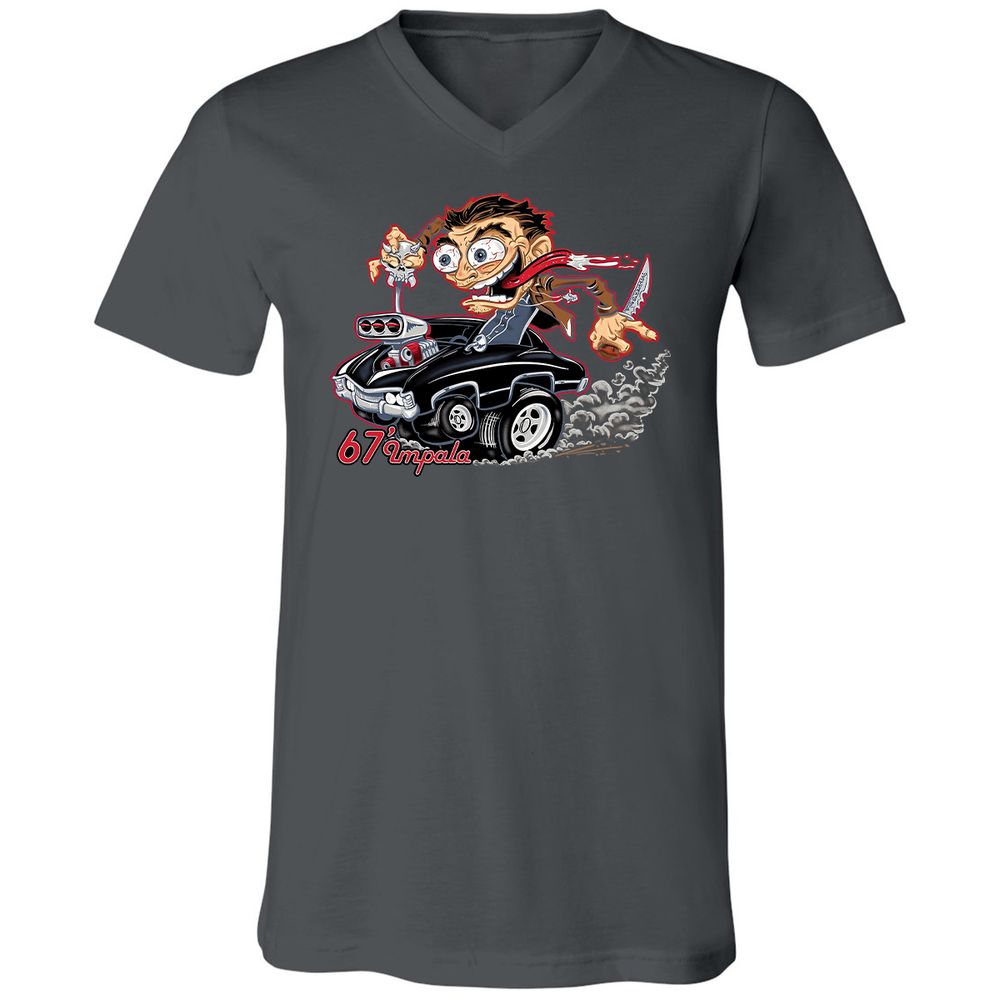 Unisex V-Neck T-Shirt - RKXFV9TJ - Asphalt - 12