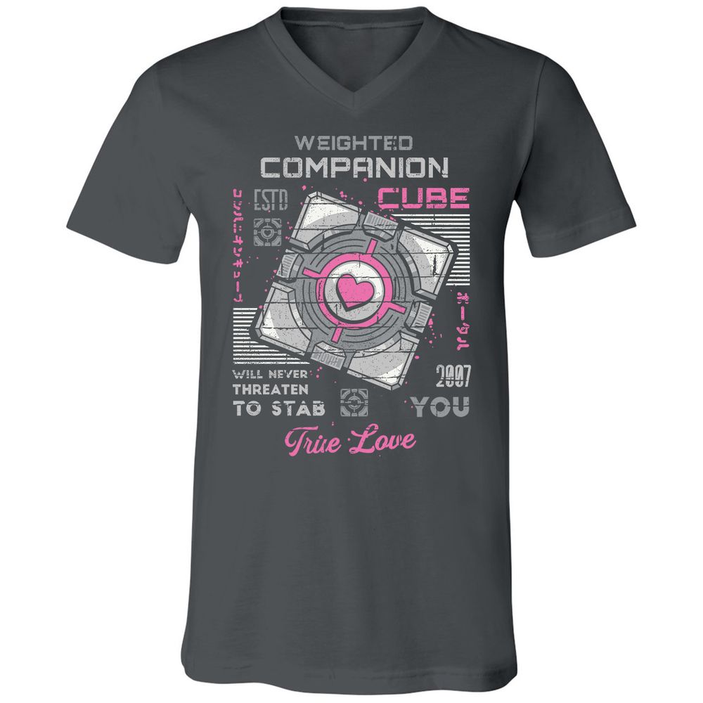 Unisex V-Neck T-Shirt - 7APW6XUH - Asphalt - 12