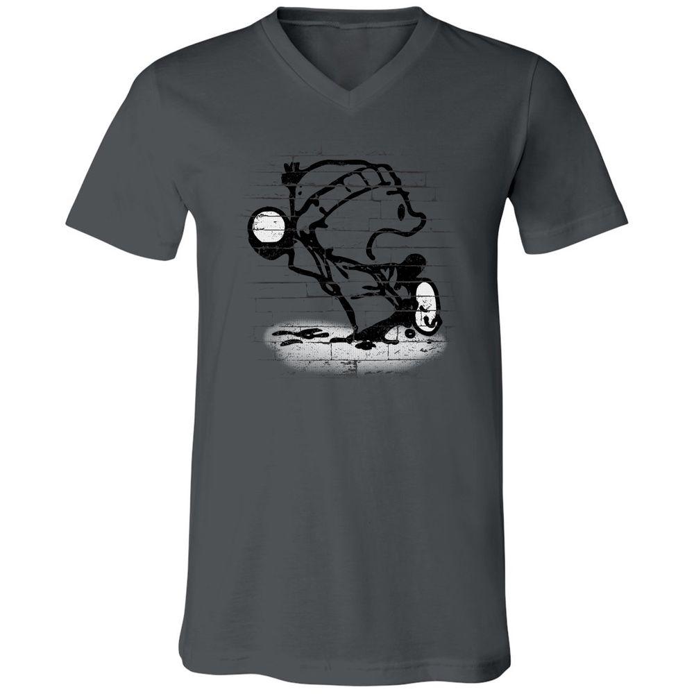 Unisex V-Neck T-Shirt - WAQWTSGZ - Asphalt - 12