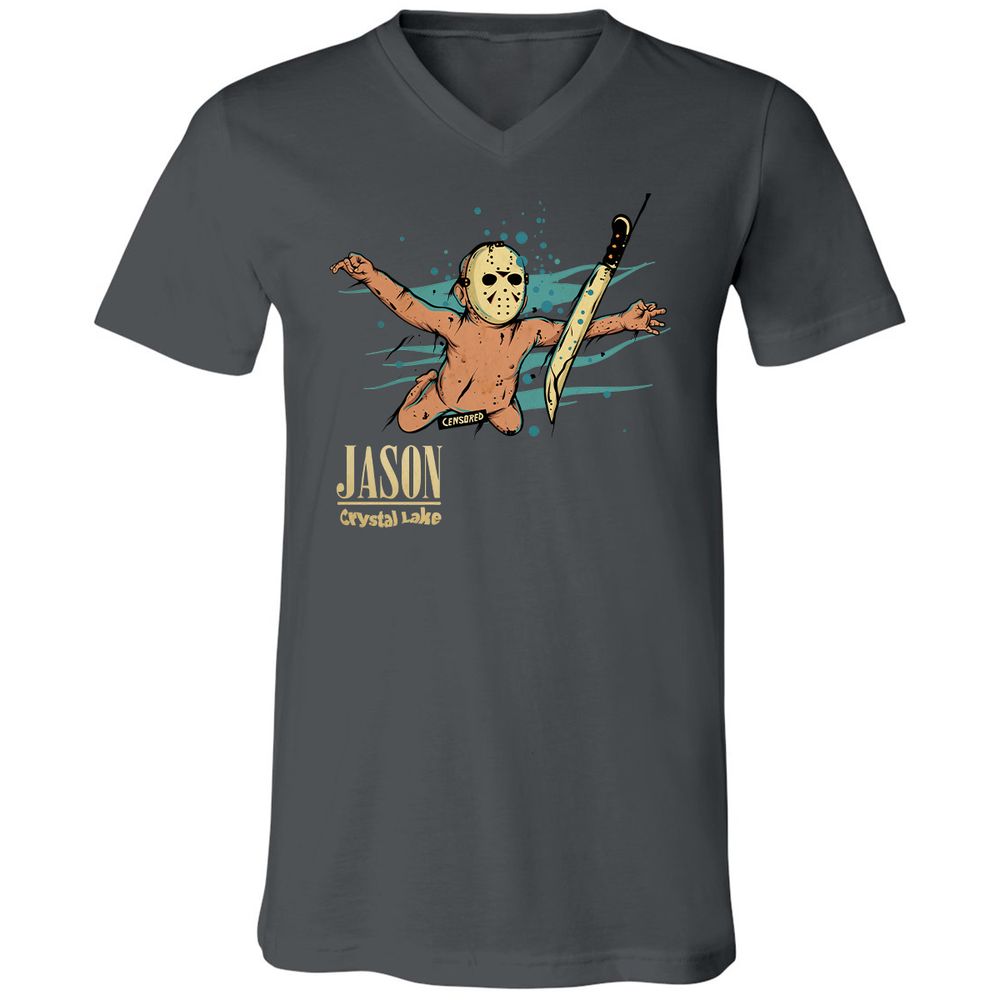 Unisex V-Neck T-Shirt - LG68FVAQ - Asphalt - 12
