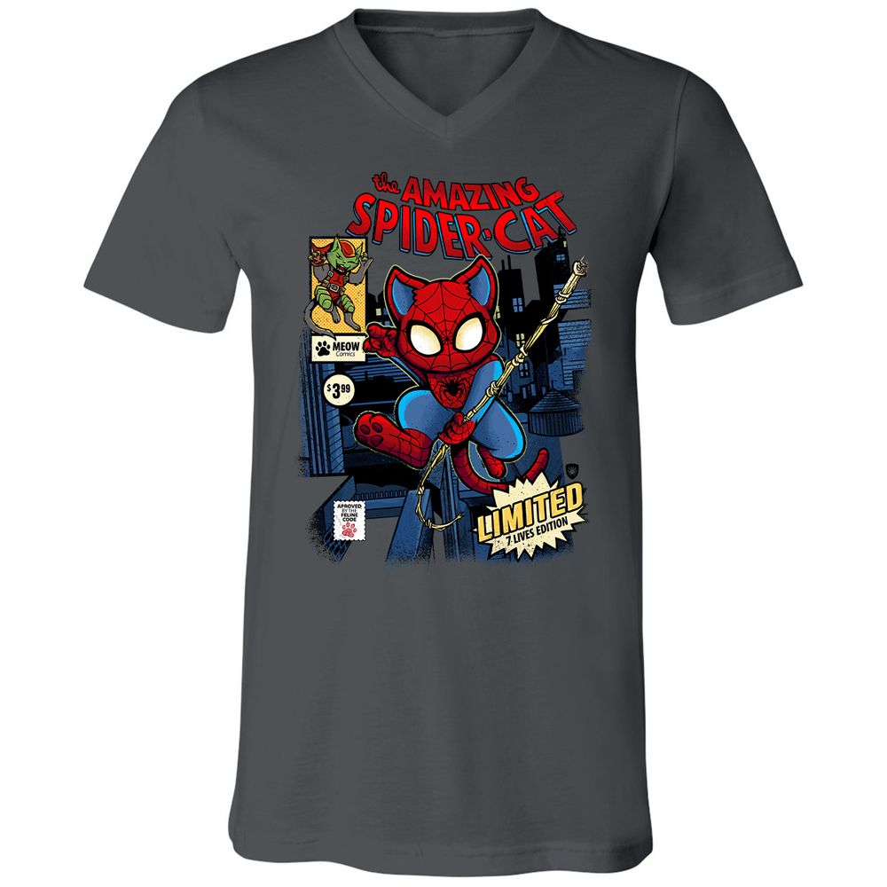 Unisex V-Neck T-Shirt - QFDE9UU7 - Asphalt - 12