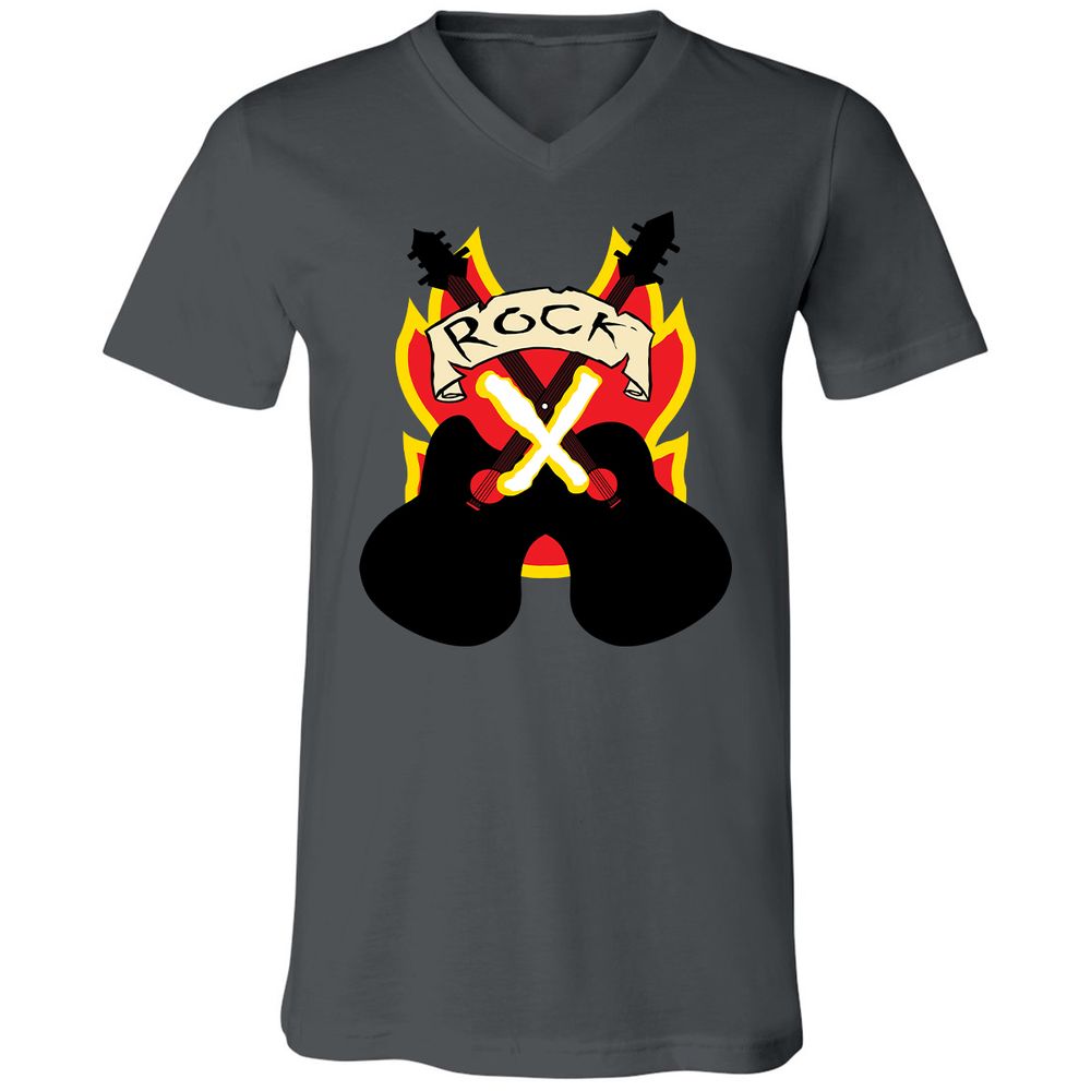 Unisex V-Neck T-Shirt - QAJMSDKZ - Asphalt - 12