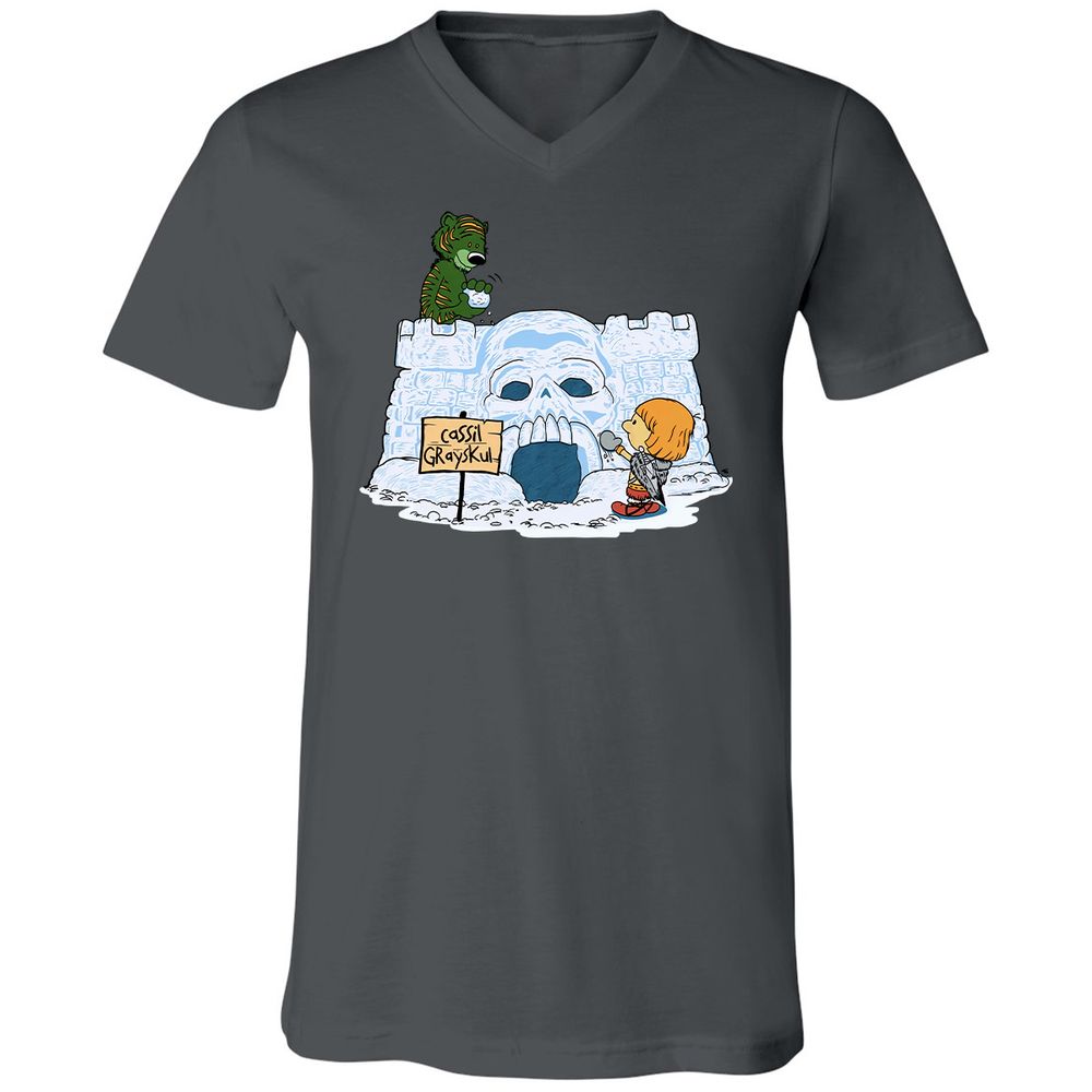 Unisex V-Neck T-Shirt - UCB9QDCJ - Asphalt - 12